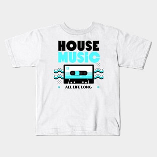 HOUSE MUSIC  - Cassette (Blue/Black) Kids T-Shirt